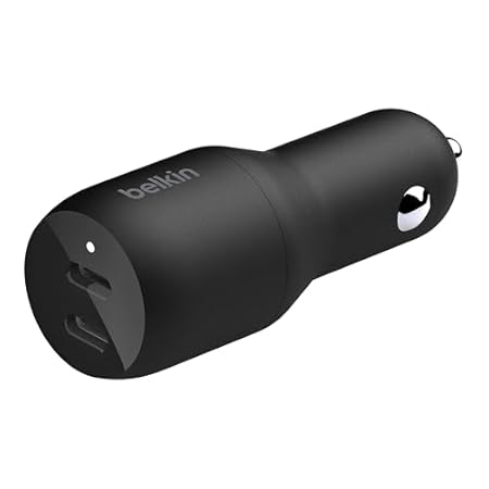 Belkin カーチャージャー 36W(USB-C 18W X 2) 車載充電器 USB PD対応 急速充電 iPhone/iPad/Android対応 ブラック CCB002btBK