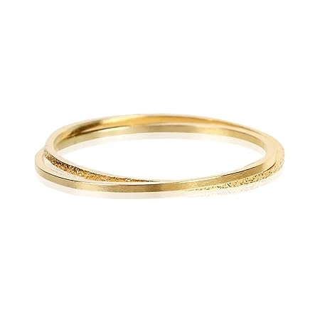 ピンキーリング 18金 リング k18 指輪 レディース ゴールド 5-6号 2連 角状 x 角状 18金指輪レディース 18k