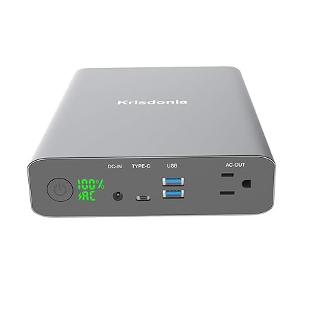 Krisdonia ポータブル電源 AC出力対応 モバイルバッテリー 222Wh 60000mAh 大容量 家庭用蓄電池 (AC出力 + USB ポート + USB-C)予備電源 iPhone/MacBook/ノートPC 等対応(緊急・災害時バックアップ用電源)