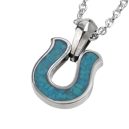 SHUMAIL (シュメール) シルバー925 天然石 ホースシュー ペンダント ターコイズ 50cm ネックレス 馬蹄