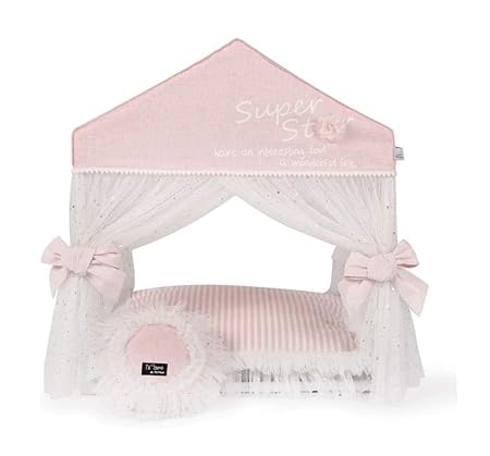 犬 ベッド ペットベッド ペット用ベッド ペットキャットハウスソフトウィンターかわいいプリンセスペットベッド洞窟犬小屋かわいい犬小屋の巣犬猫ベッドガーゼカーテン付き ペットソファー ペットマット (Color : Pink, Size : 50*40*57cm)