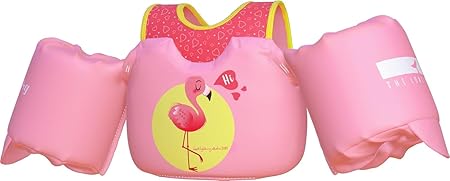米国沿岸警備隊認定が 子供用ライフジャケット幼児 キッズスイムベスト 浮き輪 腕 アームリング 子供 赤ちゃん 2~7歳 ベビー 水泳練習 水遊び 海水浴 便利 軽量(フラミンゴ)