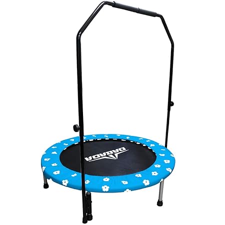 DABADA(ダバダ) トランポリン 手すり付き カバー付き 大型102cm【耐荷重150kg】 家庭用 折りたたみ 子供用 大人用 エクササイズ (手すり+カバー:デイジースカイブルー)