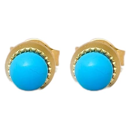 【ヒリーズ】HRYS 【18金 ピアス】 天然石 ターコイズ カボション スタッド ピアス 日本製 3539 (トルコ石)