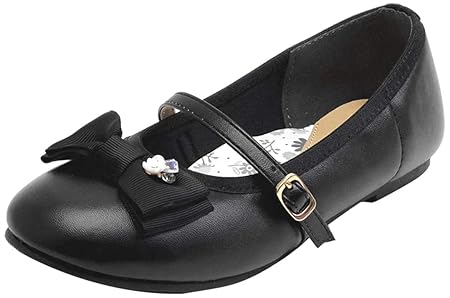 フォーマルシューズ ビジュー付リボン ストラップシューズ キッズ スムース ブラック 18cm