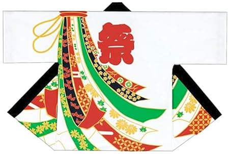 【お祭り・子供用はっぴ】 シルクプリント子供袢天セット 白地にのしめ 帯・鉢巻付き B9671 3号 1-3才