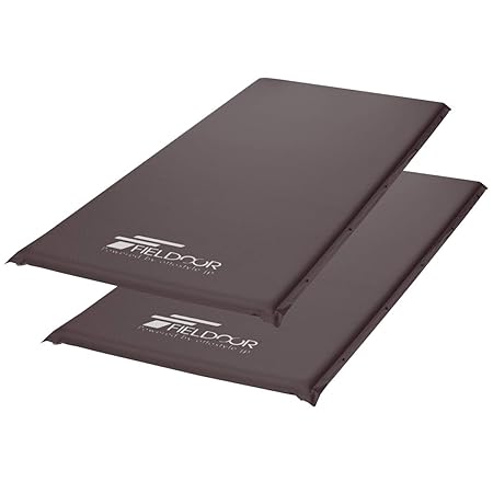 FIELDOOR 車中泊マット 5cm厚 【Mサイズ/ブラウン】 2個セット 自動膨張マットレス 連結可能 高密度ウレタンフォーム 大型バルブ エアーマット インフレータブル キャンプ アウトドア