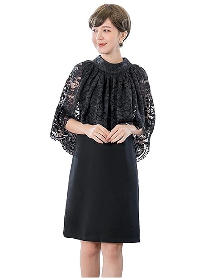 zpezzj レディース パーティードレス結婚式ドレス冬春フォーマルワンピースレース袖ありイブニングドレス二次会披露宴お呼ばれ演奏会大きいサイズ XL ブラック