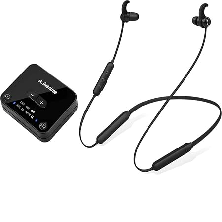 Avantree HT4186 - テレビ視聴用ワイヤレスイヤフォン、Bluetoothネックバンドヘッドフォン、シニア&難聴者向けトランスミッター付き、光デジタル、RCA、3.5mm AUXオーディオポート対応テレビ、遅延なし
