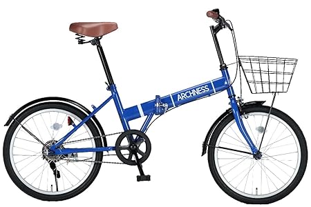 ARCHNESS 自転車 折りたたみ自転車 20インチ 軽量 カゴ シングル ミニベロ 小径車 通勤 通学 街乗り 折り畳み自転車 200-6 (付属品なし, ブルー)
