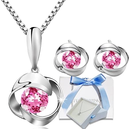 日本製 スワロフスキー ネックレス ピアス レディース アクセサリー シルバー 彼女 プレゼント ギフト 金属アレルギー対応 クリスマス ピンク