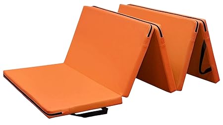 KaRaDaStyle 体操マット 折りたたみ ストレッチ エクササイズ 筋トレ 子供 プレイマット 鉄棒 リングフィット 運動 ヨガ スポーツ 防音 家庭用 200×80×4cm (オレンジ)