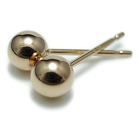 日本製 18金 ピンクゴールド 4mm 丸玉 ピアス 両耳 ペア スタッドピアス レディース メンズ K18 刻印 (K18ピンク4mm) ニッケルフリー