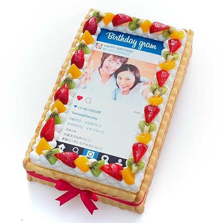CAKE EXPRESS インスタグラム風写真ケーキ M フルーツ生クリーム 28×17cm 10~12名様用