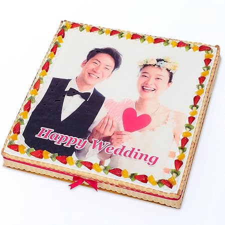 CAKE EXPRESS 写真ケーキ スクエア型ビスキュイ付フルーツ生クリーム 16号 70名様用