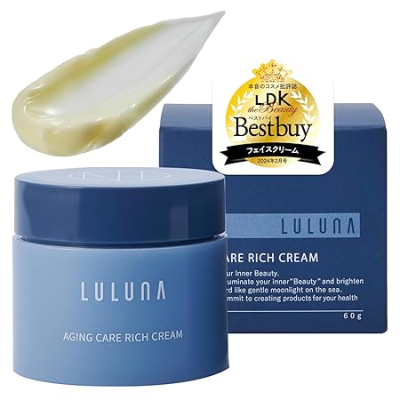 LULUNA (しっかり保湿 なのにベタつかない) エイジングケア リッチクリーム 60g ナイト 夜用/保湿 顔 シワ改善/EGF FGF/ルルーナ