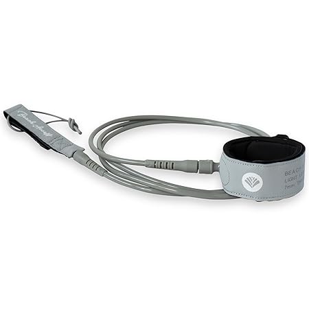 Beach Access プレミアムライト リーシュコード 6ft/7ft/8ft/9ft/10ft 7mm 安心の6ヶ月保証付 サーフィン用 リーシュ (グレー, 10FT)