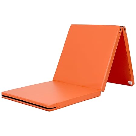 KaRaDaStyle 体操マット 折りたたみ ストレッチ 新体操 エクササイズ 筋トレ 子供 プレイマット 鉄棒 運動 ヨガ スポーツ 防音 家庭用 180×60×5cm (オレンジ/3段折り)