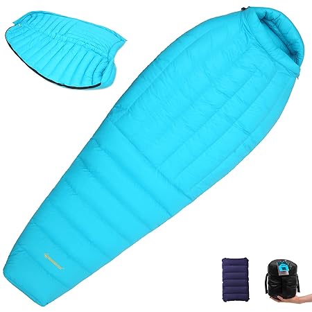 MOUNTAIN PASSシュラフ マミー型高級ダウン850FP羽毛寝袋・シュラフ 防水 登山 超軽量シュラフ/キャンプ アウトドア 耐寒 防災用 羽毛 シュラフ冬用
