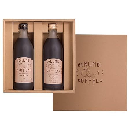 ロクメイコーヒー コーヒーギフト カフェベース 2本 - ブラック & ハニー 各1本 - 結婚祝い