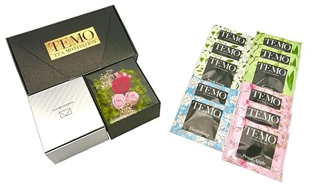 TEA MOTIVATION PREMIUM 紅茶 ギフト ティーバッグ 4種アソート11包入 プリザーブドフラワー付き アールグレイ ダージリン アッサム ももりんご ギフト包装済