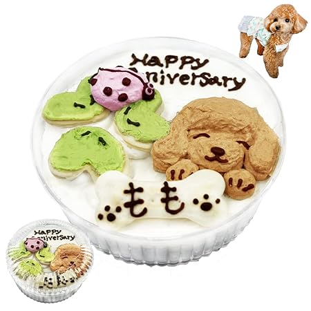 創業20年ワンバナ 犬用ケーキ 豆乳ホイップたっぷり!4号サイズ12cm てんとう虫とトイプードルの可愛いLadyBug cake/選べるメッセージと名前入れ