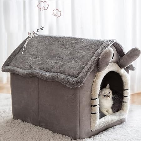 ペットベッド 猫ハウス 猫のベッド ペット用寝袋 ふわふわ おしゃれ 暖かい かわいい 柔らかい キャットハウス ネコ 猫屋 ハウス 犬猫用 室内用 保温防寒 寒さ対策 洗える 滑り止め ペット用品 39*32*34cm