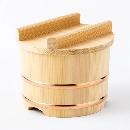 木製おひつ-木曽さわらの厚口おひつ のせびつ のせ蓋 地びつ (5合)