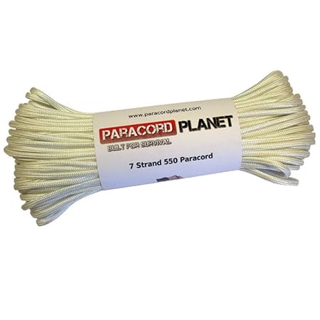 PARACORD PLANET 550ポンド、50 フットハンク、ホワイトパラシュートコードパラコードロープ、パラシュートロープ、ユーティリティコード、タクティカルコード、ミリタリーコードとしても知られています。米国製耐久性と強度を提供するために作られています。