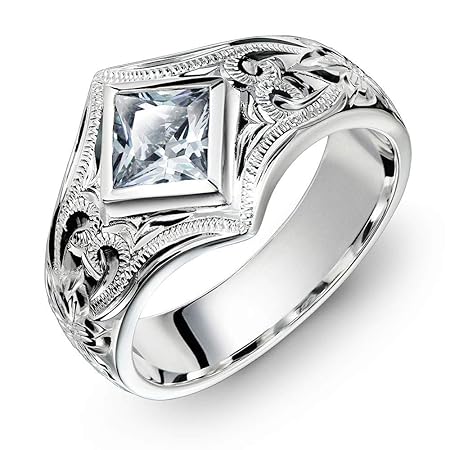 BYTHESEA ハワイアンジュエリー リング 刻印無料 誕生石入れ可(有料・別途購入) シルバー925 メンズ レディース スクロール スクエアジルコニア 指輪 日本サイズ21号