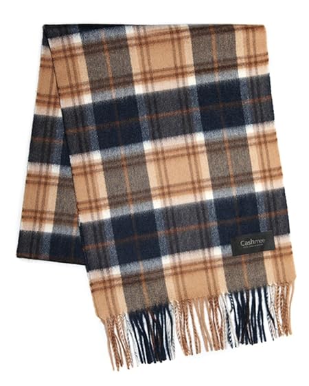 Cashmee-ch33 カシミヤ100% タータンチェックウェーブ マフラー/Sirius (CAMEL WATCH(DW01))