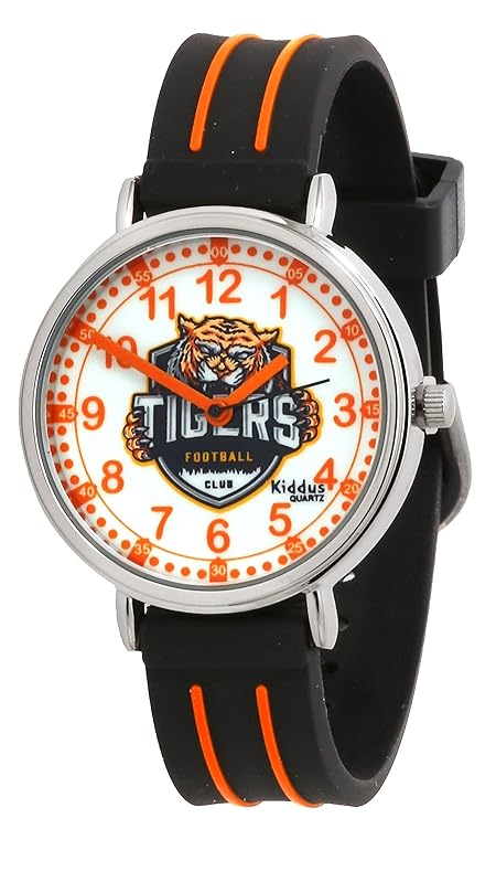 キッダス (Kiddus) 子供 腕時計 キッズ 防水 アナログ 知育時計 男の子 女の子 スペイン デザイン 小学生 お誕生日 クリスマス プレゼント 知育 とけい読み 知育腕時計 エクササイズランセットで時間を学ぶ (タイガー)