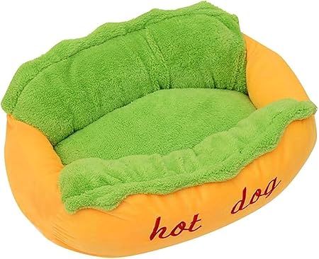 ペットベッド ホットドッグ マット クッション 犬用 猫用 ふわふわ あったか 柔らかい もこもこ ふんわり 可愛い ペット用品 室内用 (59cmx50cmx23cm) (M 55X45X21)