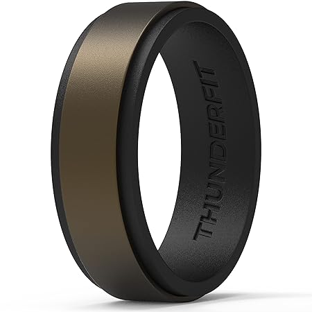 ThunderFit 男性用シリコンウェディングリング 2層ステップエッジ 幅10mm 厚さ2.3mm - 1/4/7バラエティマルチパック, 5.5 - 6 (16.5mm), シリコーン, 宝石なし