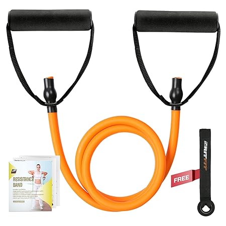 RITFIT トレーニングチューブ ハンドル付きバンド ロングタイプ ヨガ (オレンジ・15kg)