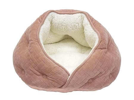 STYRIA ふわふわ マロン ハウス ペットベッド 犬 猫 ペット ベッド 冬 冬用 洗える ドーム あったか 暖かい 保温 おしゃれ かわいい ふかふか ボア 小型犬 中型犬 (M, ピンク)