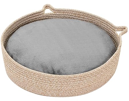 PetStyle 猫ベッド 爪とぎ 暖か ふわふわ 冬 ペットベッド 犬 猫 ベッド クッション マット 洗える 2way 円形 かわいい 丸型 フレーム ちぐら Mサイズ (秋冬/グレー)
