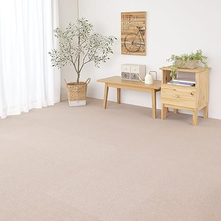 【日本製 撥水 消臭 洗える】サンコー ずれない ジョイントマット キッチンマット リビング 45×60cm ベージュ 36枚 カーペットタイプ おくだけ吸着 OH-06