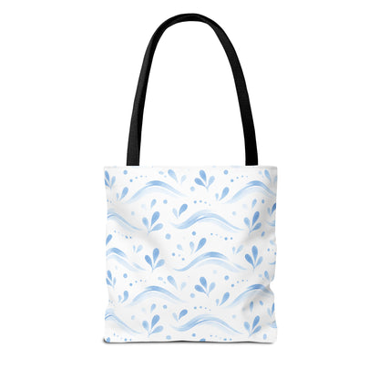 Personalized Blue Floral Print It Your Way Tote Bag