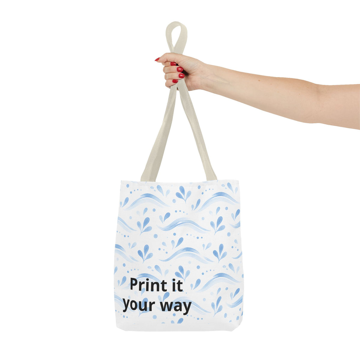 Personalized Blue Floral Print It Your Way Tote Bag