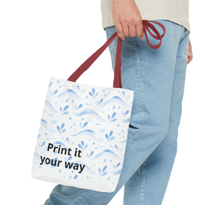 Personalized Blue Floral Print It Your Way Tote Bag
