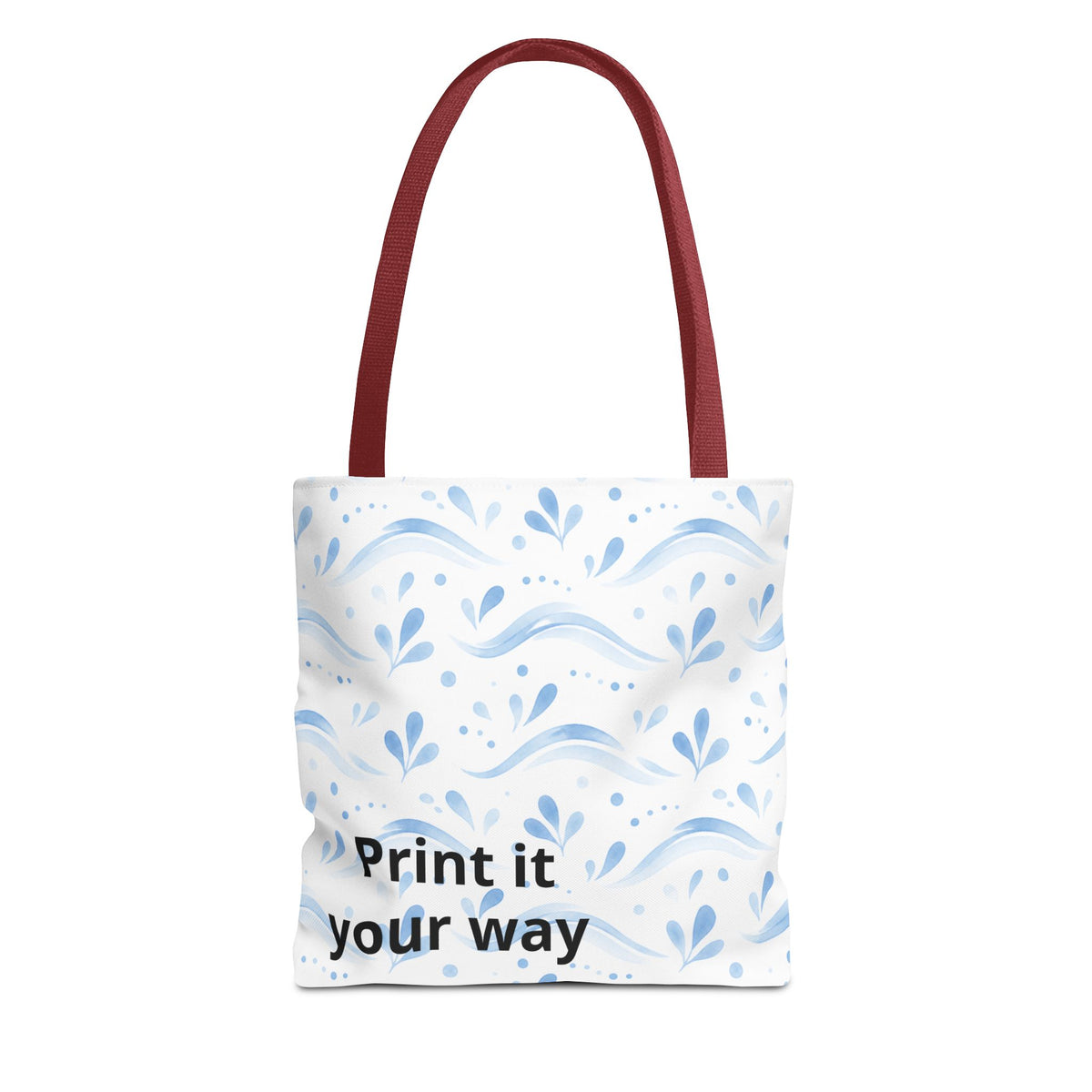 Personalized Blue Floral Print It Your Way Tote Bag