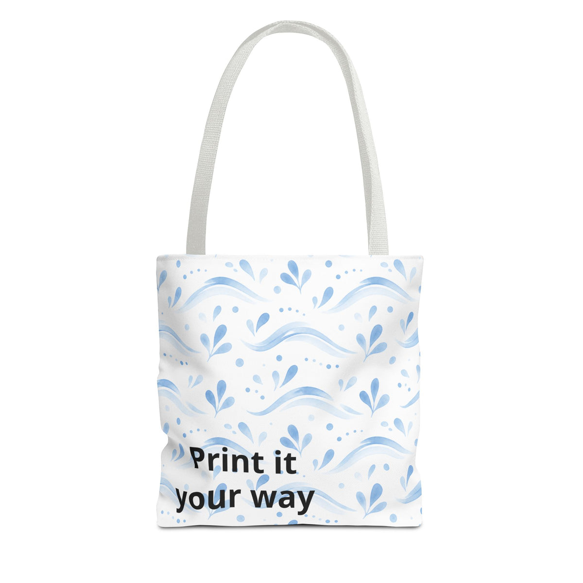 Personalized Blue Floral Print It Your Way Tote Bag