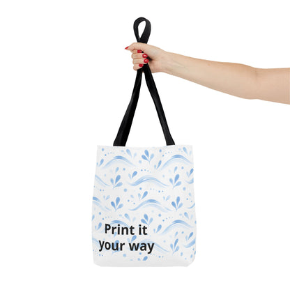 Personalized Blue Floral Print It Your Way Tote Bag