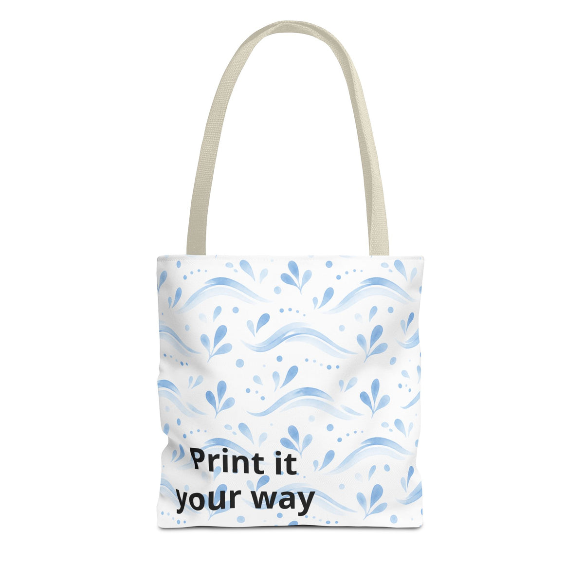 Personalized Blue Floral Print It Your Way Tote Bag