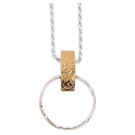 [LocoMocoAloha] 24Kイエローゴールドペンダント ハワイアンジュエリー ペンダント トップ リングホルダー リング 指輪 セット ステンレス316L 波 スクロール プルメリア ホヌ 海亀 ウミガメ 【正規品】 ジュエリー