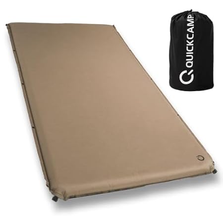 [クイックキャンプ] 車中泊マット セミダブル インフレータブル 高密度ウレタン 自動膨張 ハイエース 収納袋付き 簡単設営 非常用 198cm×100cm×8cm サンド