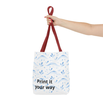 Personalized Blue Floral Print It Your Way Tote Bag