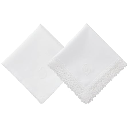 ブライダル ハンカチ イニシャル ペア ノンレースT＆レースM 白 結婚式 冠婚葬祭 ギフト お揃い 入学式 卒業式 ウェディング