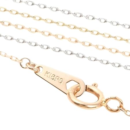 [オッコ] 角あずきチェーン ネックレス チェーンのみ レディース K18 細い 幅0.65mm ピンクゴールド 40cm